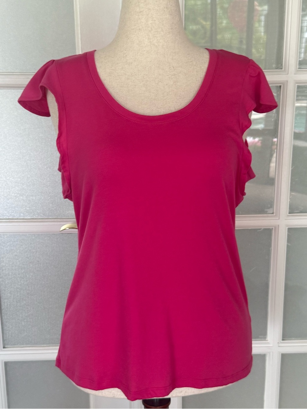 Jockey Bright Pink Flutter Sleeve Top Large